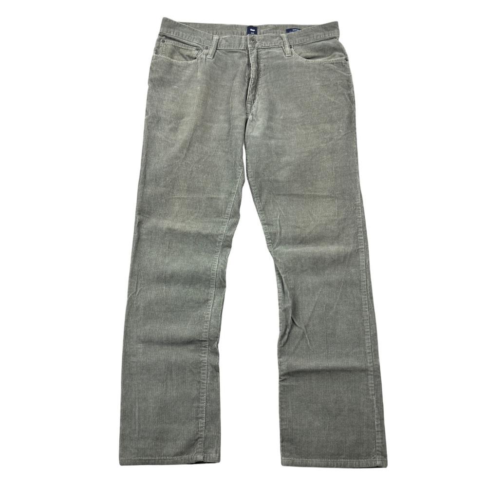 Gap Mens 36x32 Slim Fit Corduroy Pants Grey 5-Pocket Trousers Casual Preppy